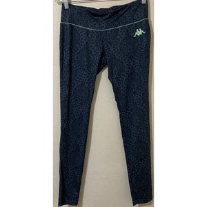 Kappa Women's Large Active Yoga Leggings Dark Teal Navy Floral 30" x 30"